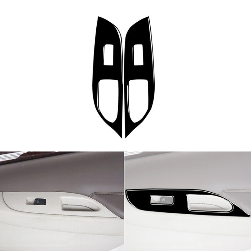 2-Piece Piano Black Rear Door Window Lift Panel Trim for Infiniti G37 2010-2013