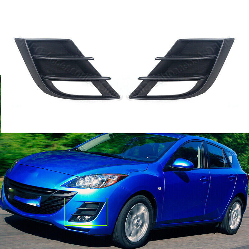 Pair headlights Front Bumper Fog Light Cover for Mazda 3 2009-2013 M3 BL BK