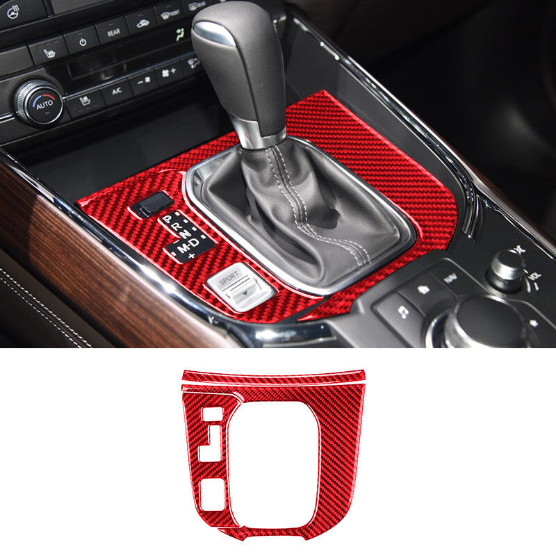 Red Carbon Fiber Automatic Transmission Console Trim for Mazda CX-9 2016-2022