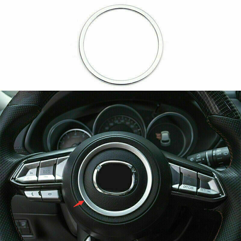 1X Silver Steering Wheel Center Decor Ring Frame Trim for Mazda CX-5 CX5 2017-24
