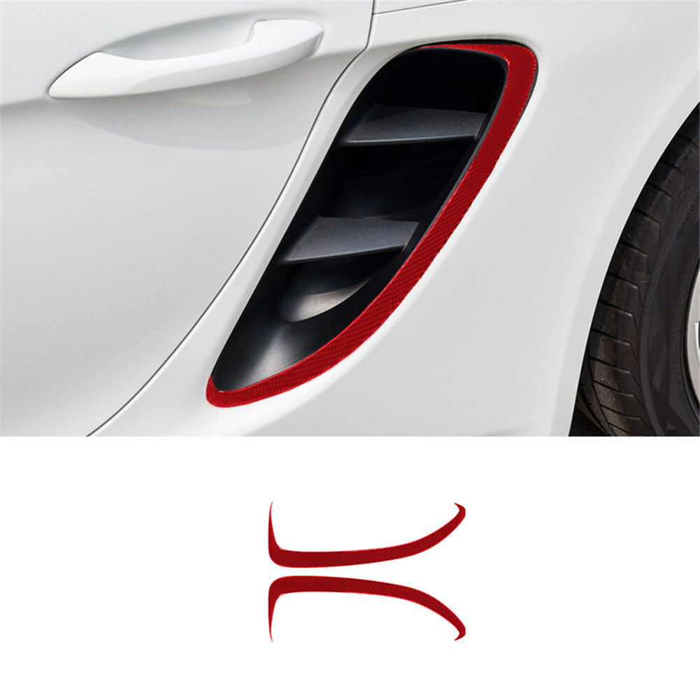 2x red carbon fiber air intake hole trim for Porsche 718 2016-2022