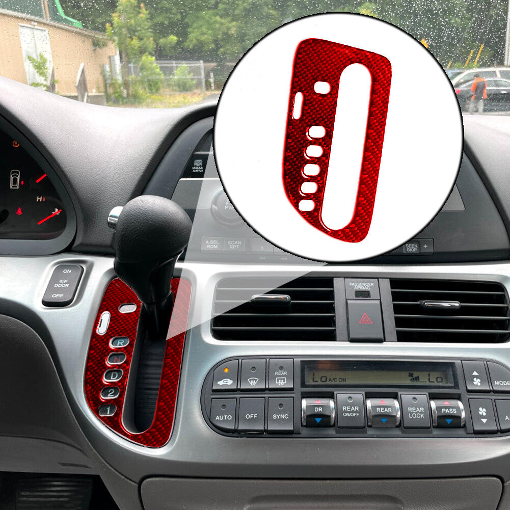Red Carbon Fiber Interior Gear Shift Panel Cover Trim for Honda Odyssey 2005-10