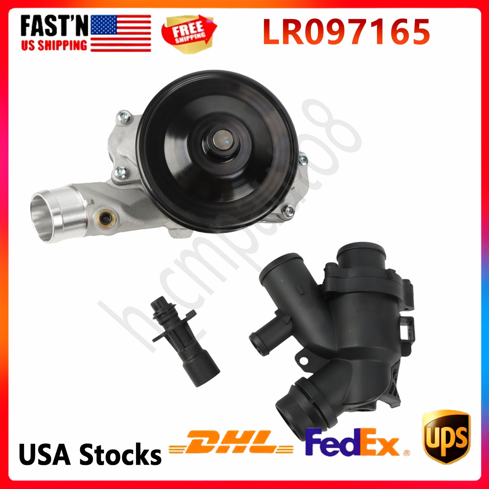 Water Pump w/ Bolts Gaskets Connector +Thermostat Kit for Jaguar for Land Rover V8 R