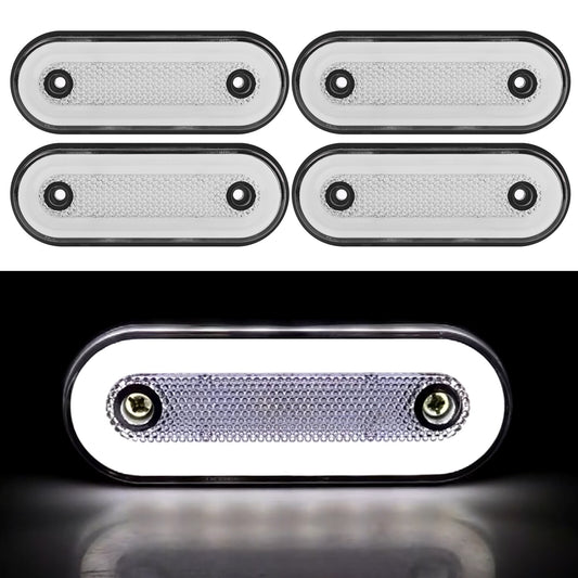 4x Oval Side Marker Light 20-LED Lamp Trailer Truck Lorry White Backup Indicator