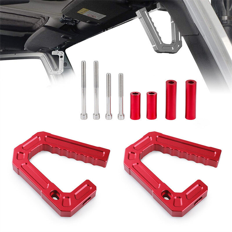 Red Rear+Front Roof Grab Grip Bar Pull Handles Kit For 2007-18 for Jeep for Wrangler JK
