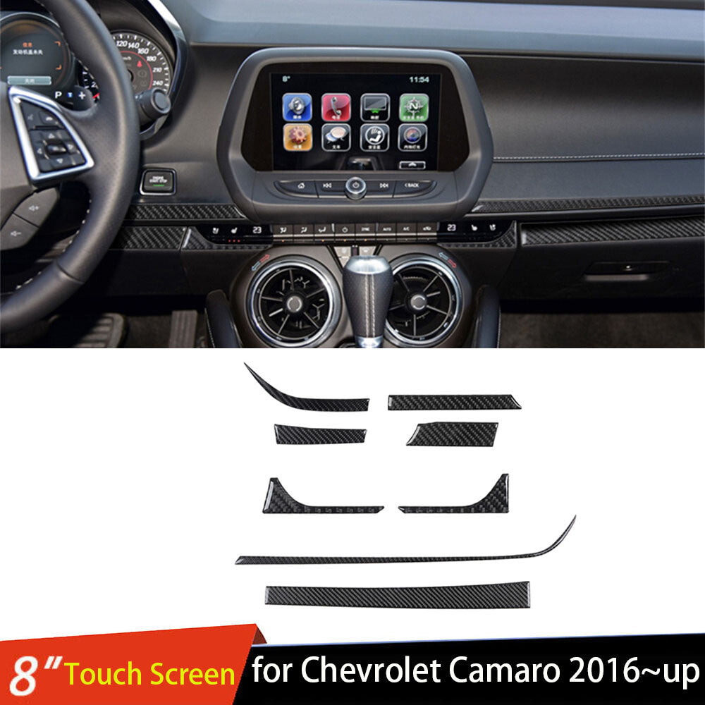 8¡ÁCarbon Fiber Central Control Dashboard Panel Trim for Chevrolet Camaro 2016-23