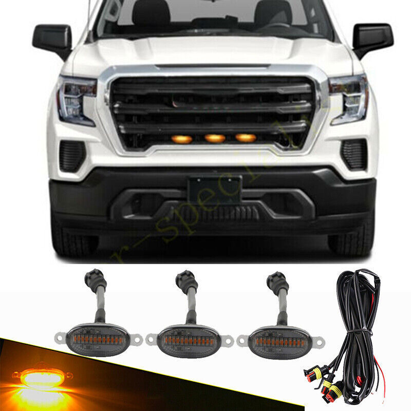 for GMC for Sierra 1500 2016-2024 smoke Style Grill LED Marker Light Kit