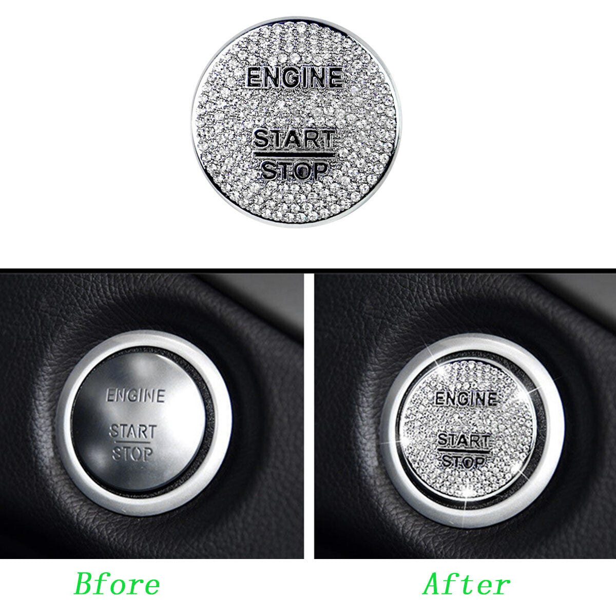 for Mercedes Benz Diamond Bling Car Engine Push Start Button Sticker Cover Decor
