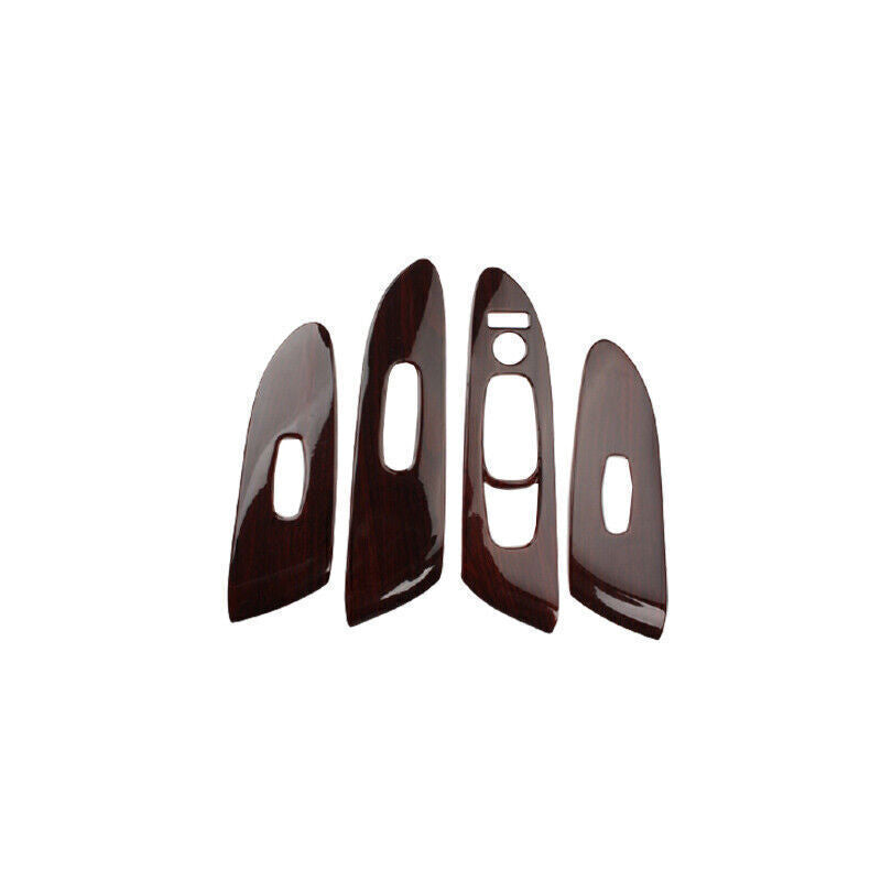Glass Window Lifting Lock Panel Trim for Nissan Murano 2015-2021 Red Wood Grain