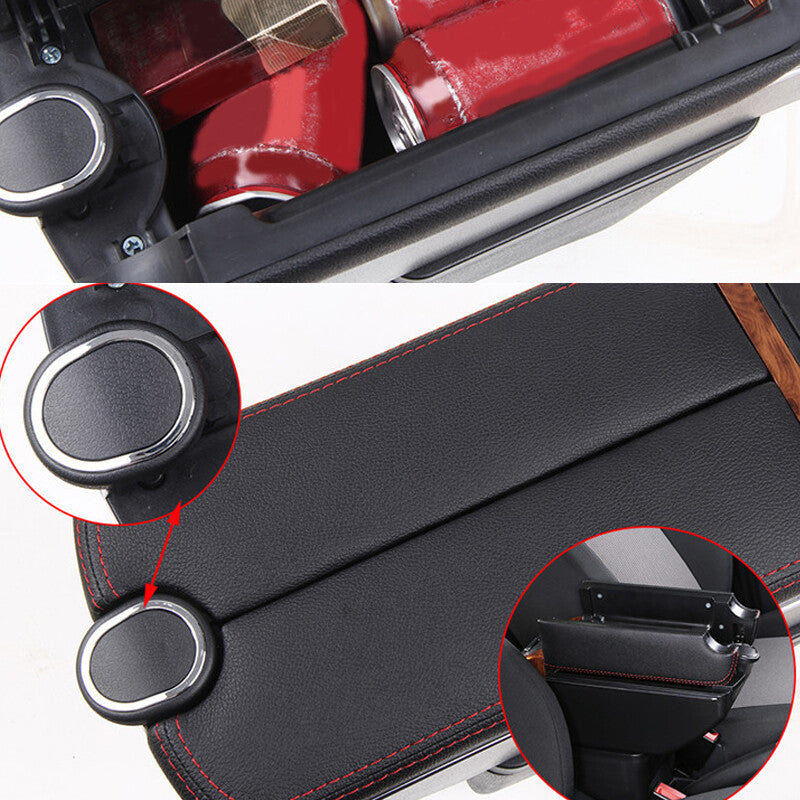 Black armrest box, double-layer car interior storage center console, 7 USB ashtray