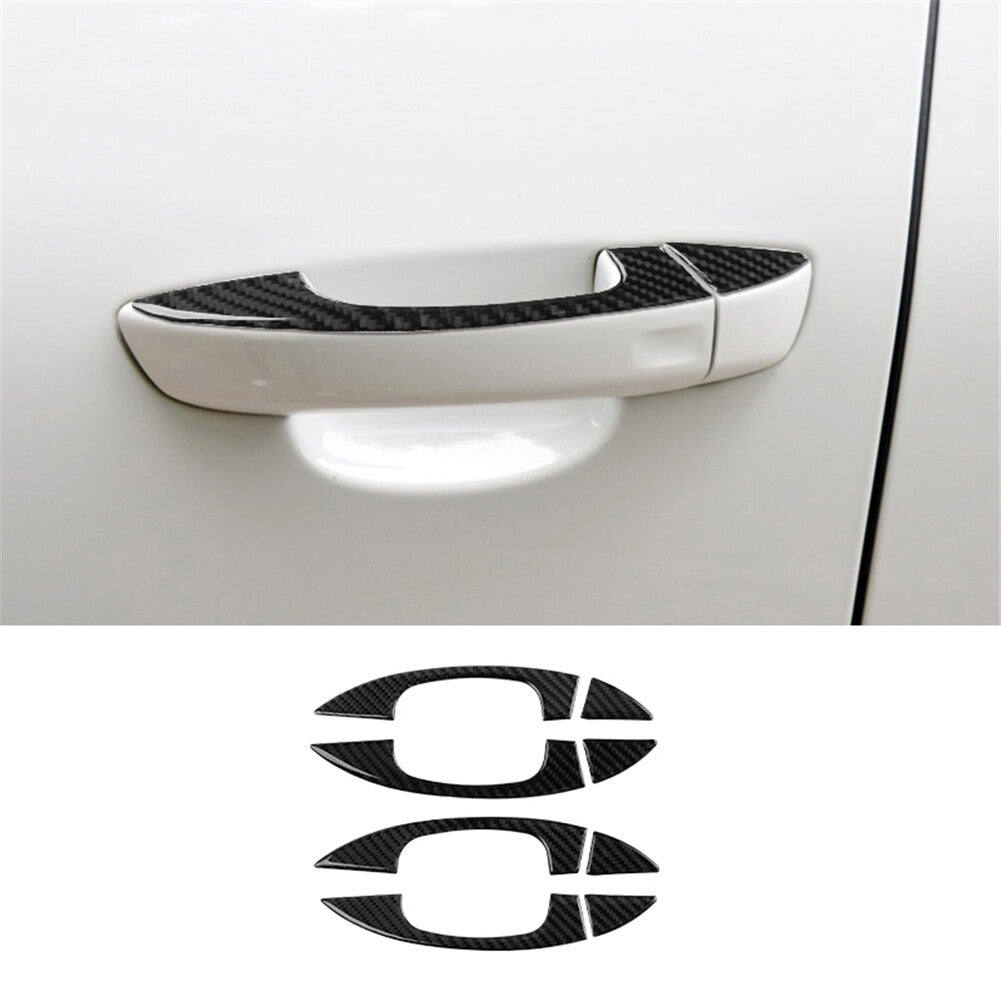 8Pcs Door Handle Trim Cover Carbon Fiber for VW Touareg 2011-2018
