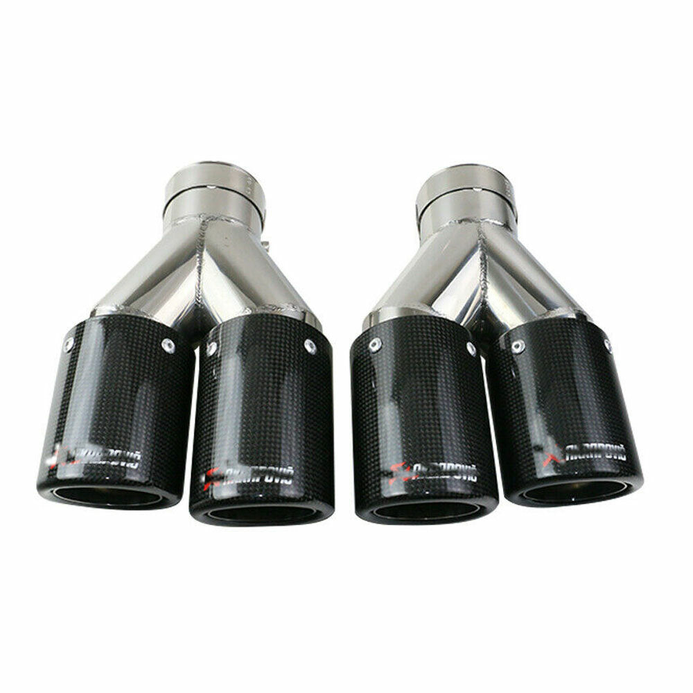 2pcs Carbon Fiber Exhaust Tip Dual Pipe Tips ID:2.5 63mm OD:3 76mm Gloss Black