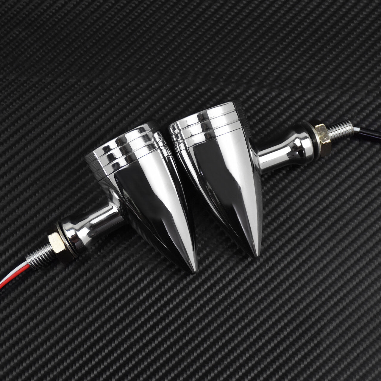Chrome Motorcycle Bullet LED Turn Signal Red Lights Indicator Fit for Harley