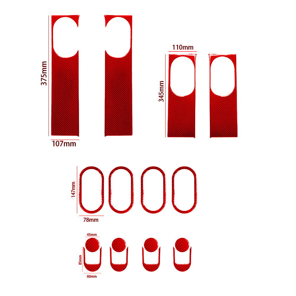 16Pcs Red Carbon Fiber Door Handle Frame Cover Trim for Jeep for Wrangler 2007-2010