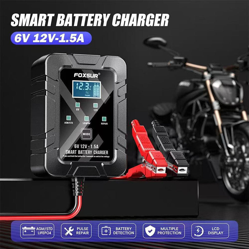 6V/12V Motorcycle for Smart Battery Charger for Lithium LiFePO4 Lead-Acid Battery