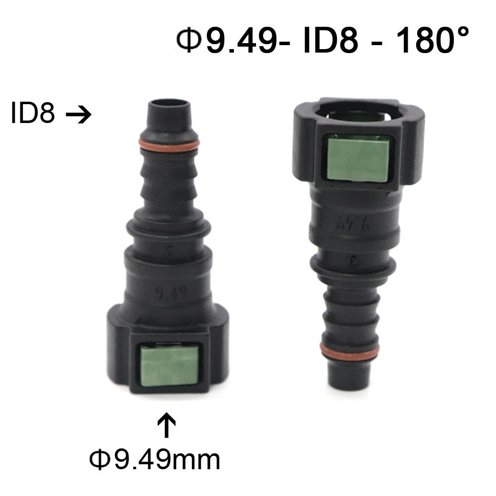 Fuel line hose quick-release female connector 2pcs 9.49 mm 9.49 ID8 10x8 180