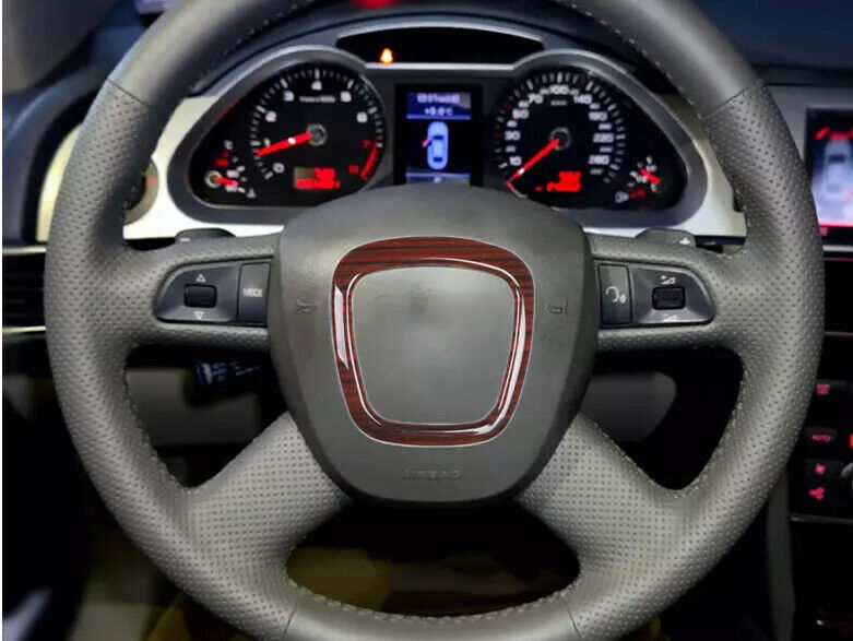 for Audi A6 2008-2011 Peach Wood Grain Inner Steering Wheel Horn Ring Trim Cover