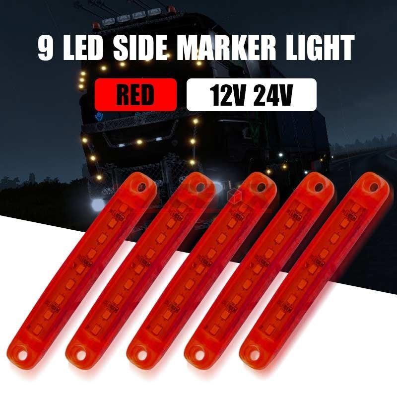 10Pcs Red LED Side Marker Light Bullet Clearance Light Truck Trailer Wateproof