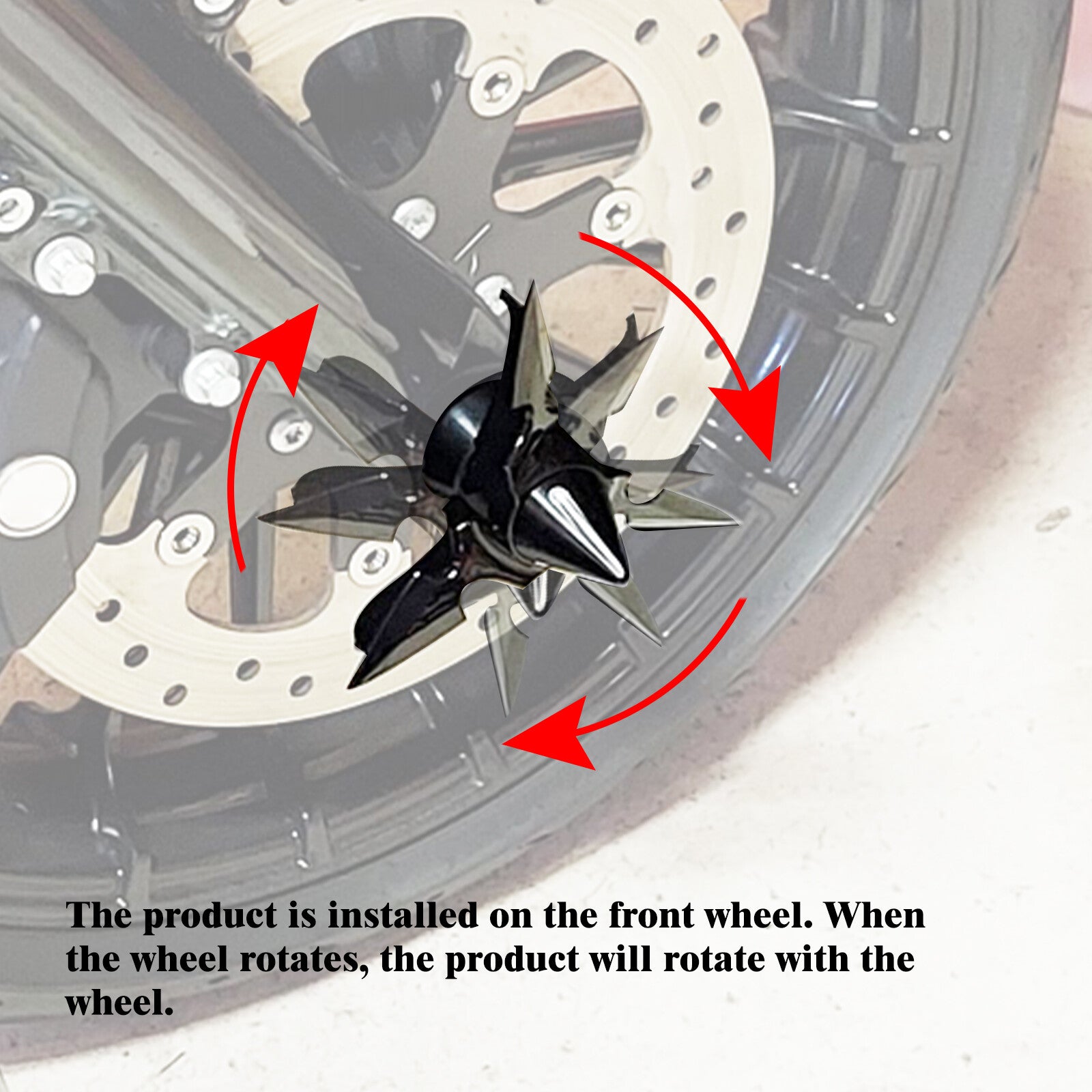 Black Front Spun Blade Spinning Axle Cap for Harley Road King Electra Glide 08+