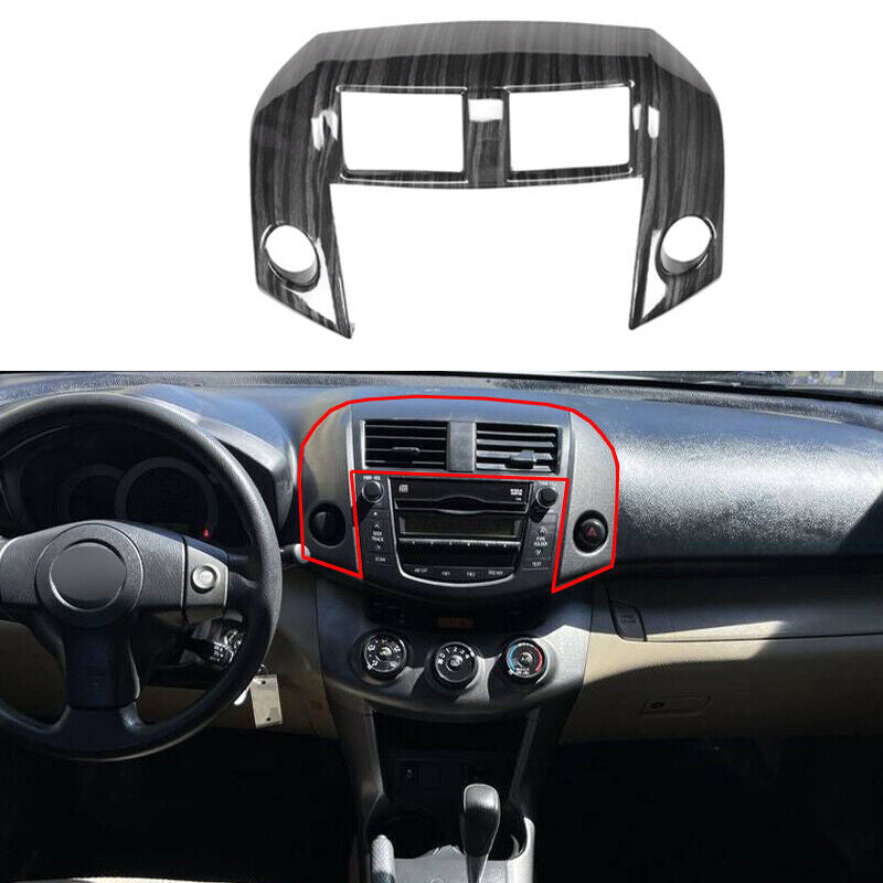 for Toyota RAV4 2006-2012 Black Wood Grain Center Console Navigation Frame Cover