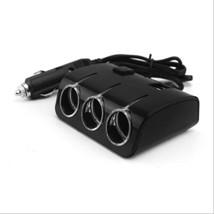 Black Car Dual USB Port 3 Way Cigar Lighter Charger Socket Adapter Phones Tablet