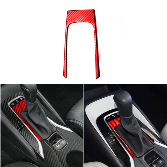 Red Carbon Fiber Gear Shifter Frame Cover Trim for Toyota for Corolla 2014-2018