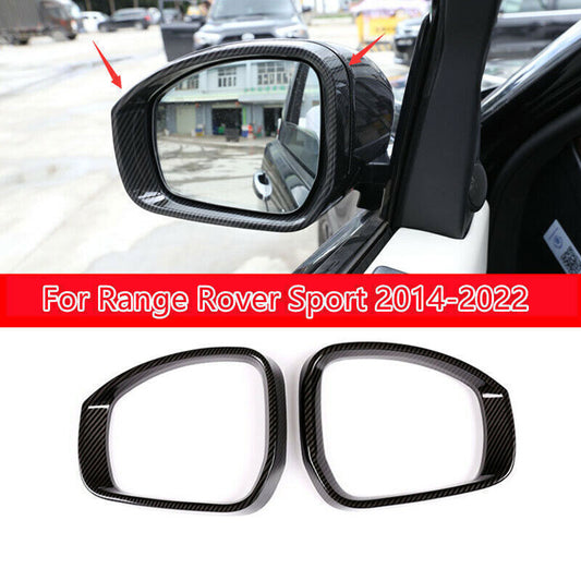 2PCS Carbon Fiber Rear View Side Mirror Frame Trim for Range Rover Sport 2014-22