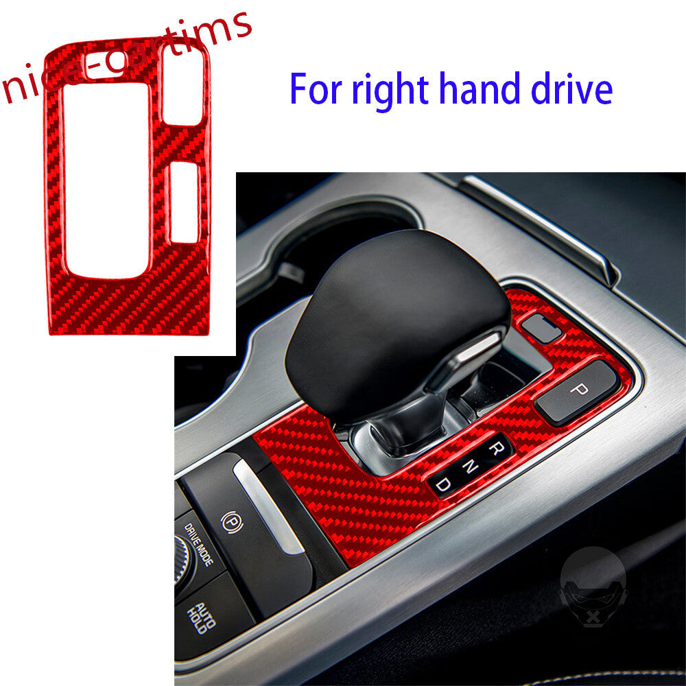 for Kia Stinger 2019-2023 RHD Console Gear Shift Box Panel Trim Red Carbon Fiber