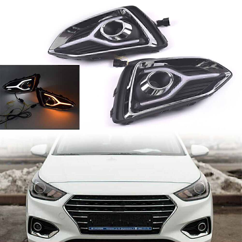2X LED Daytime Day Fog Lights DRL Run Lamp for Hyundai Accent 2018-2020 2019