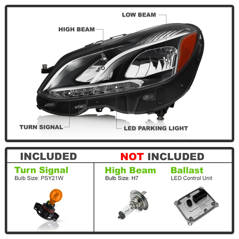 FULL LED Headlight LH Driver For 14-16 for Mercedes-Benz E-Class W212 Facelift Sedan