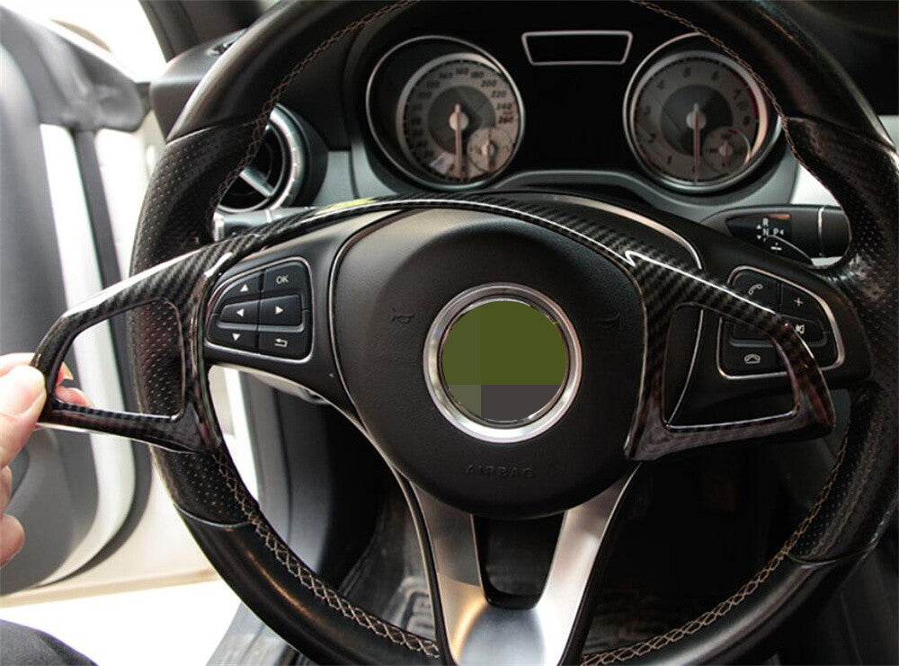 Carbon Fiber ABS Steering Wheel Cover for Benz C E GLC CLA Class W205 W213 15-19