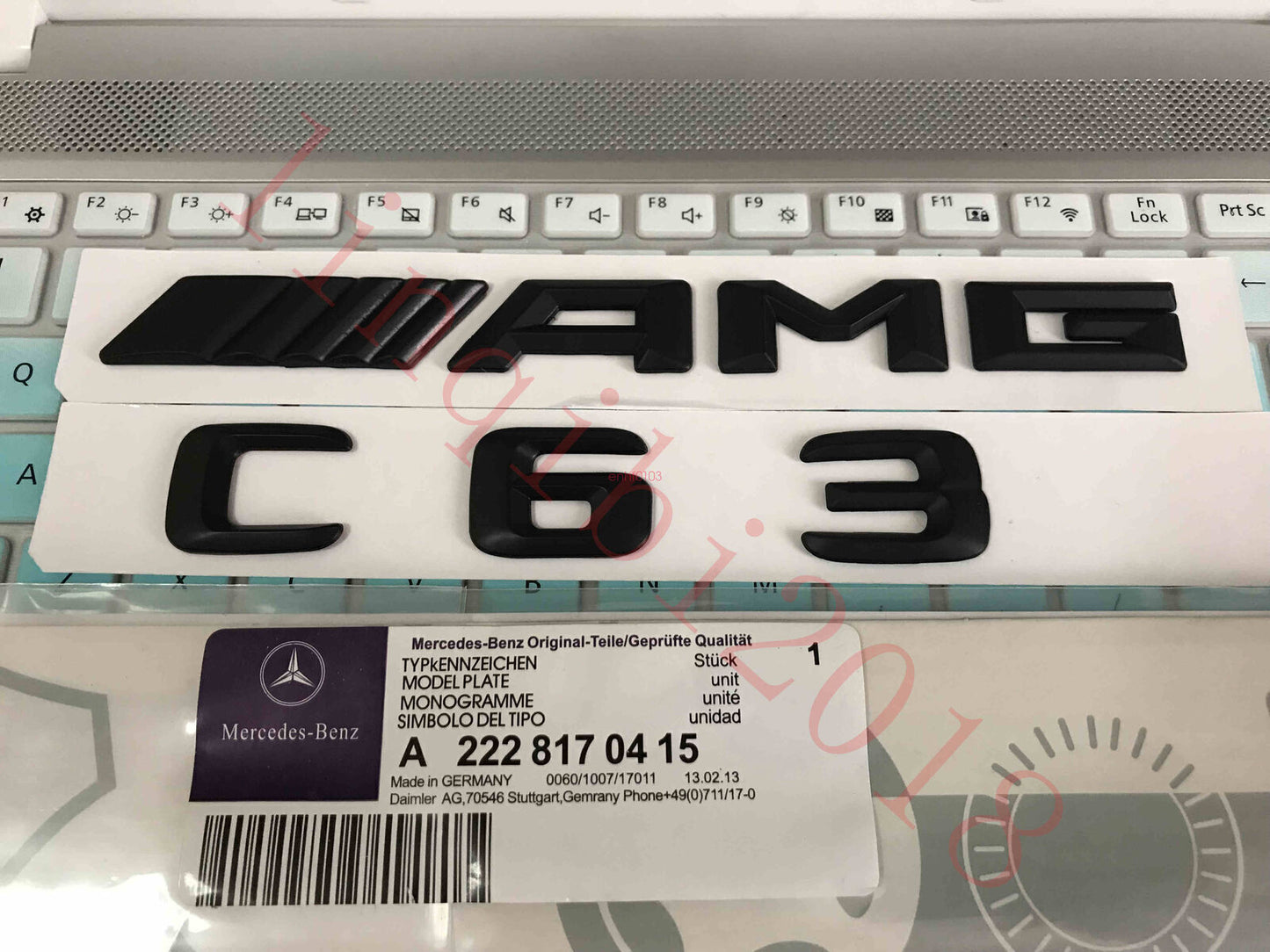 Matt black  C63 + AMG  Letters Trunk Emblem Badge Sticker for AMG