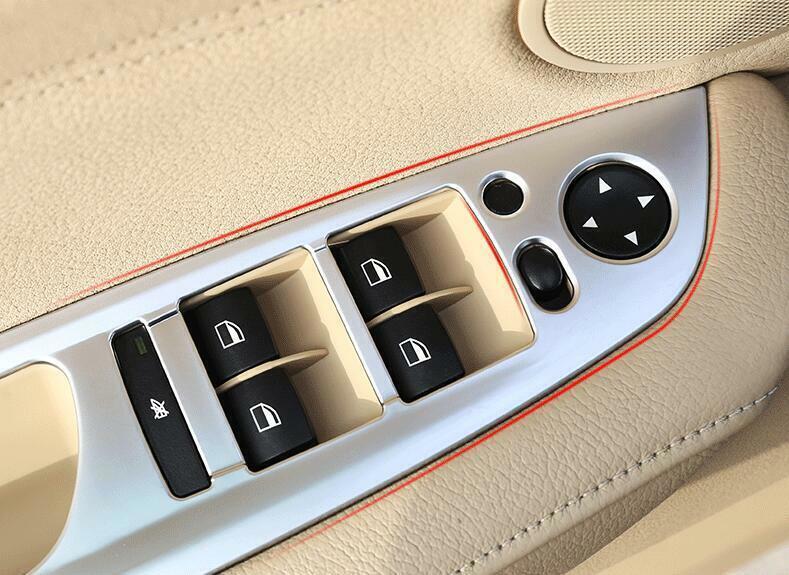 for BMW X5 X6 E70 E71 2008-2013 ABS Silver Window Lock Lift Panel Trim Frame 4P
