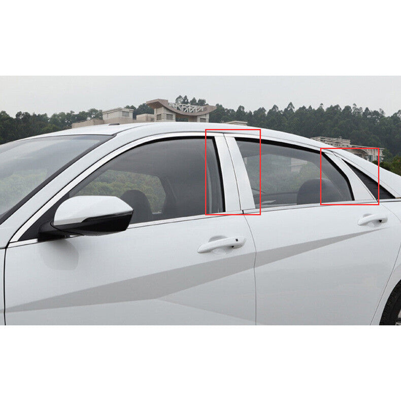Chrome Pillar Posts for Hyundai for Elantra 21-23 8pc Set Door Trim Mirror Cover Kit