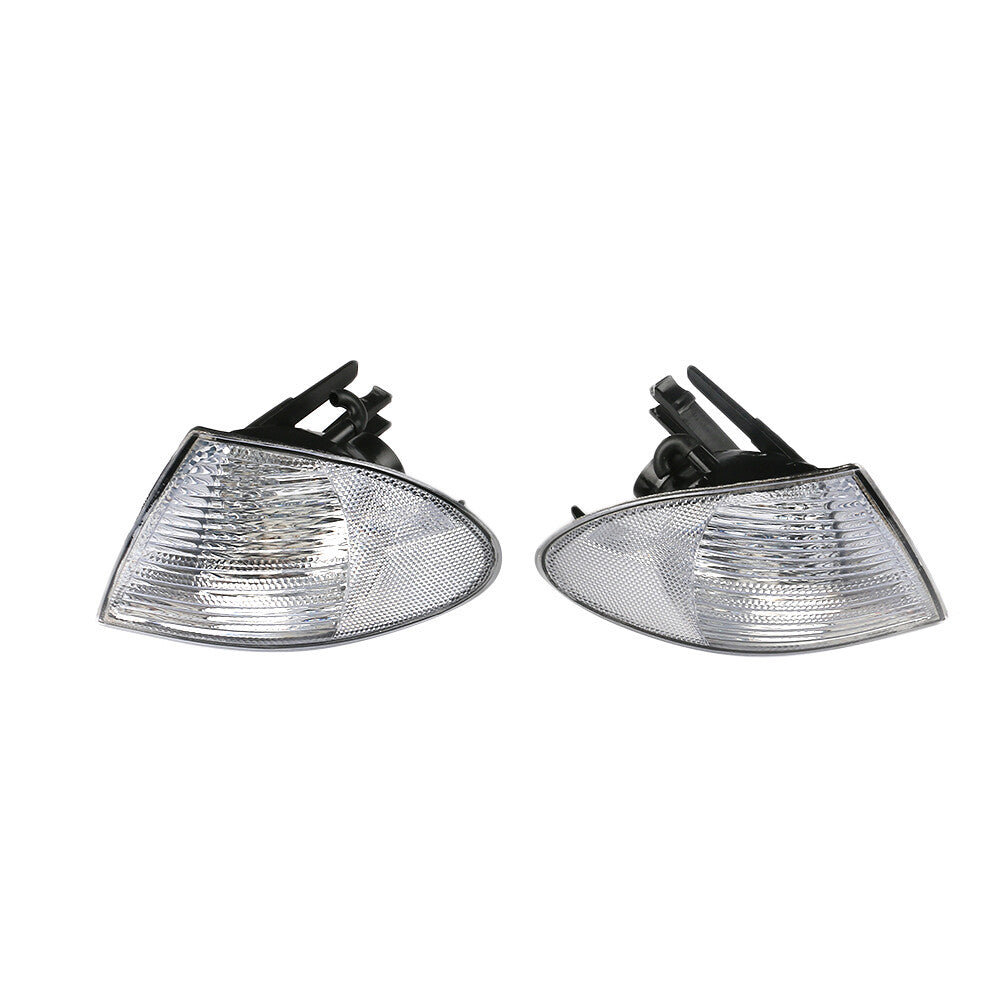 Pair for BMW 3-series E46 1998-2001 Front Indicator Turn Signal Light White Lens