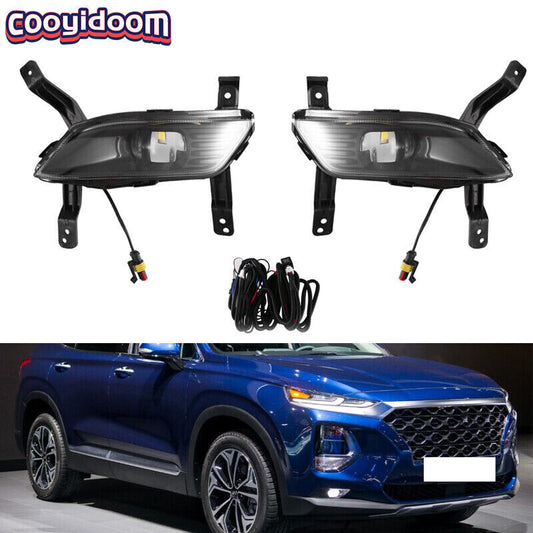 Suitable for 2019-20 for Hyundai Santa Fe LED front fog lights with bulb wiring harness and switch (pair).