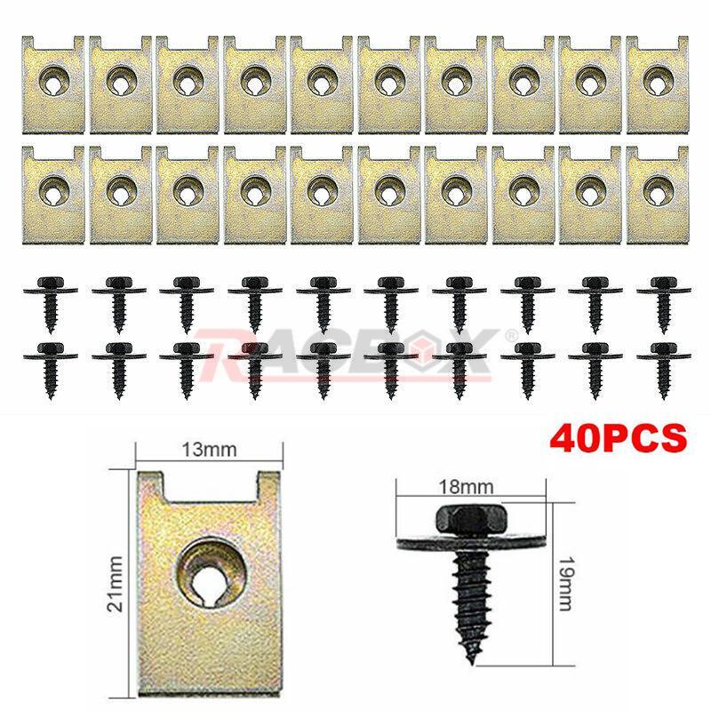 40x Car Screw Body Fender Bumper U Nut Clips Fastener for BMW F10 E46 E92 E90 US