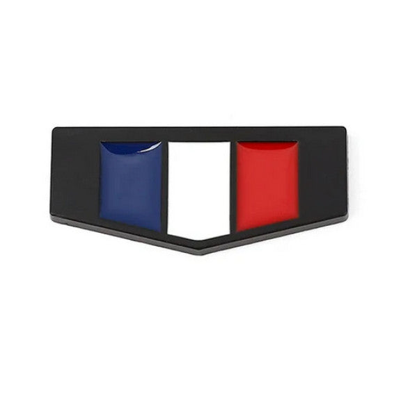 Black metallic 3D French flag badge sticker for car side fenders