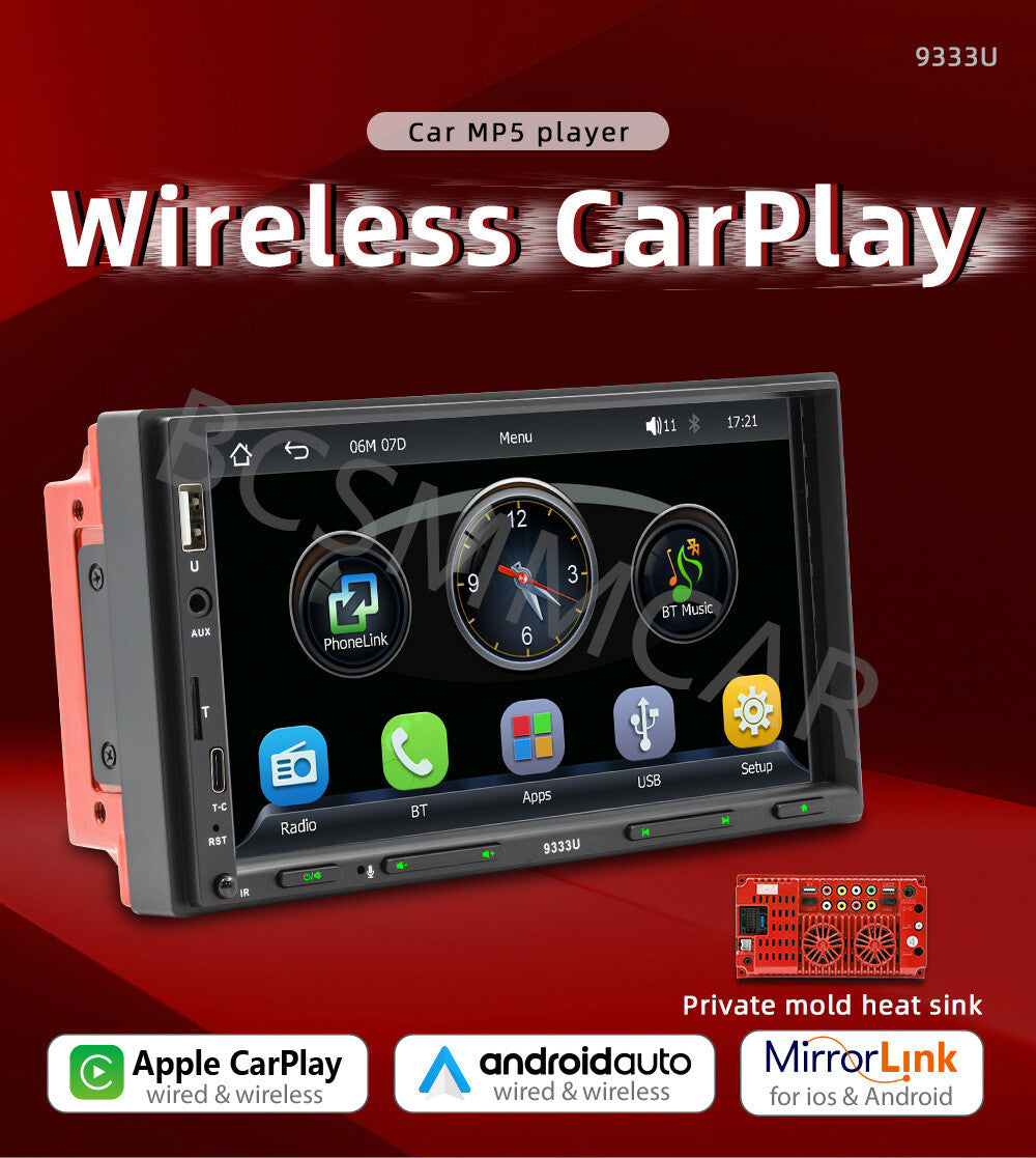 7 Double 2 DIN Car Stereo Radio MP5 Touch Screen Bluetooth FM USB Mirror Link