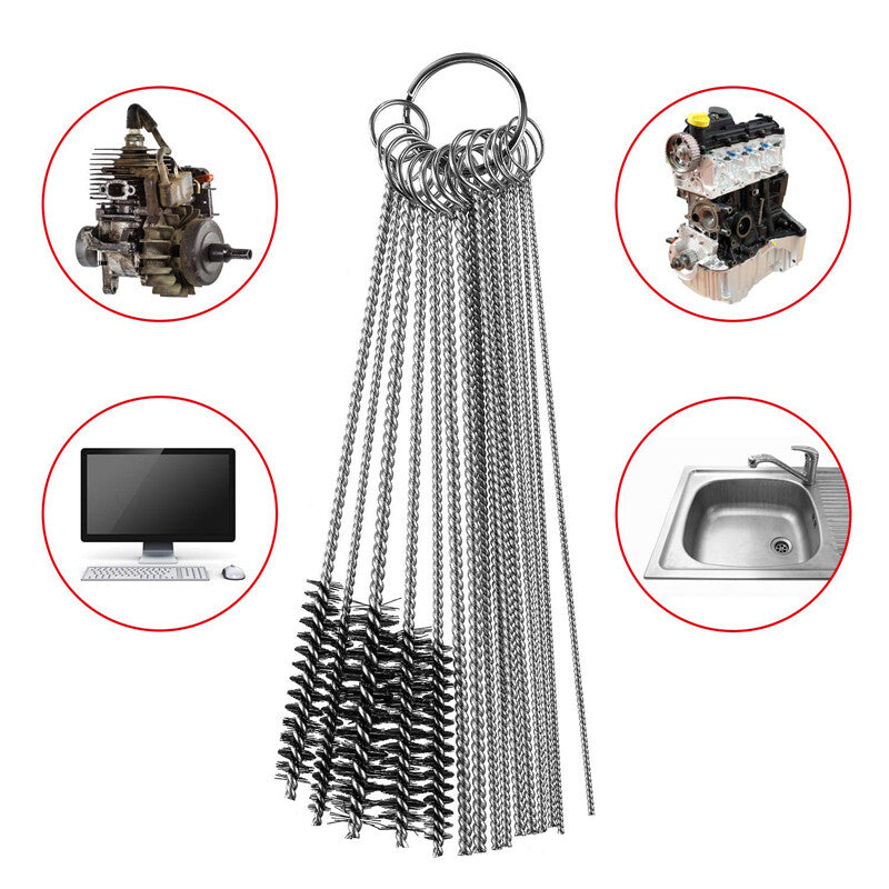 Automated oiler carbon sludge jetting removal kit with 10 needles and 5 brushes