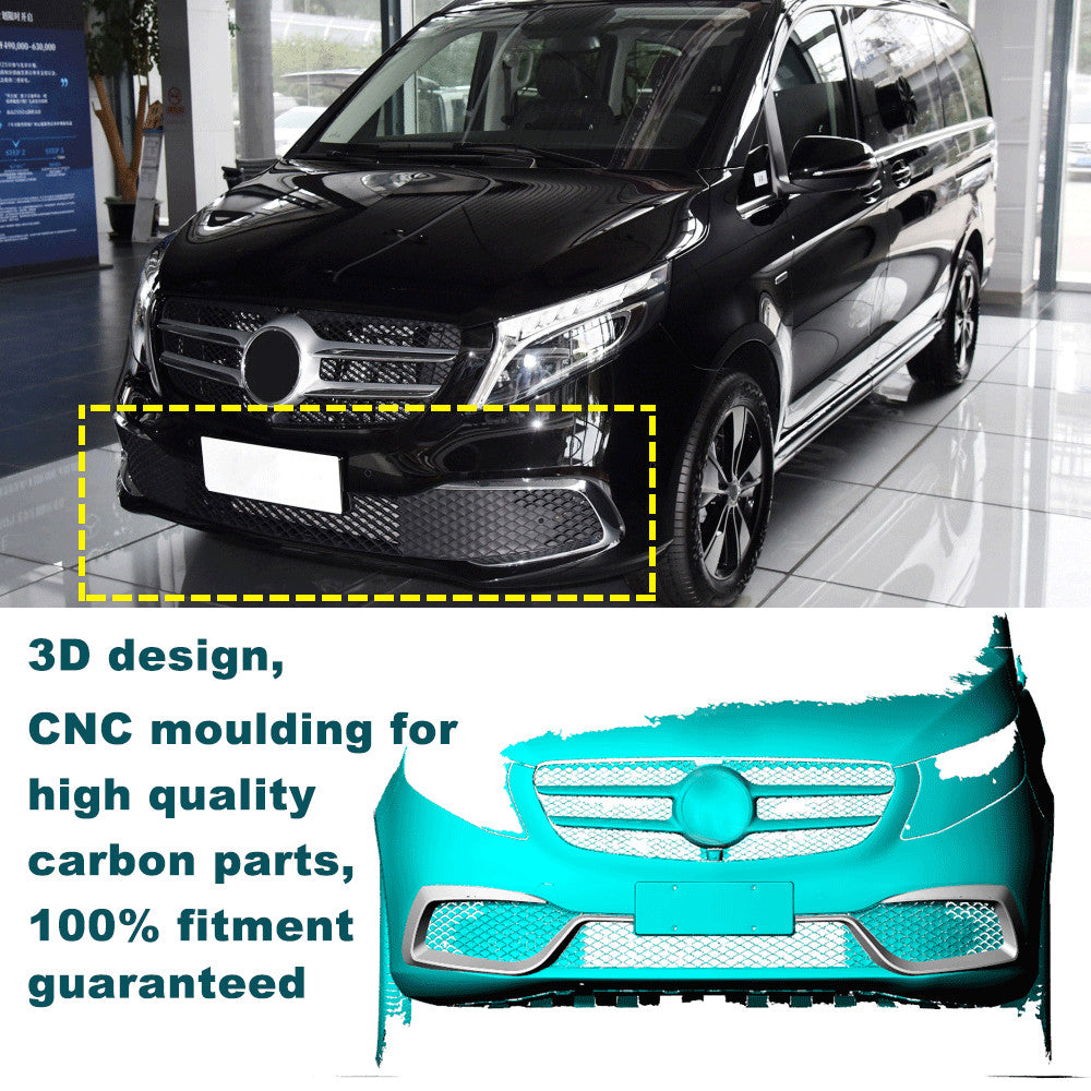 for Mercedes-Benz V-Class W447 20+ Dry Carbon Front Bumper Splitter Fins Canards