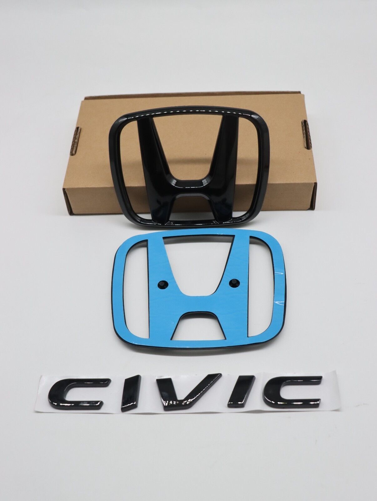 GLOSS BLACK EMBLEM BADGE Sticker Front  Rear KIT For H+ for CIVIC FC FK 2015-2021