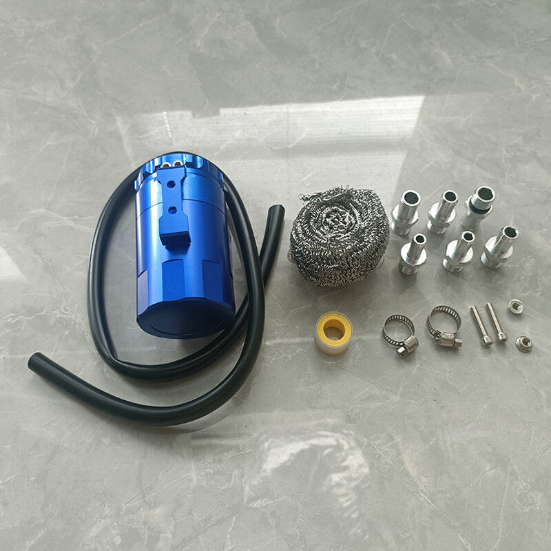 Blue Universal Car 350ml Oil Catch Can Tank Aluminum Polish Baffled Reservoir