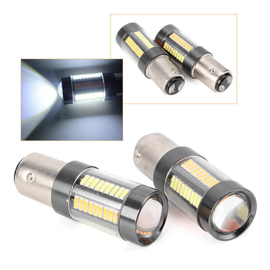 A Pair White Switchback 1157 BAY15D 4014 66smd LED Brake Light Bulbs 990LM