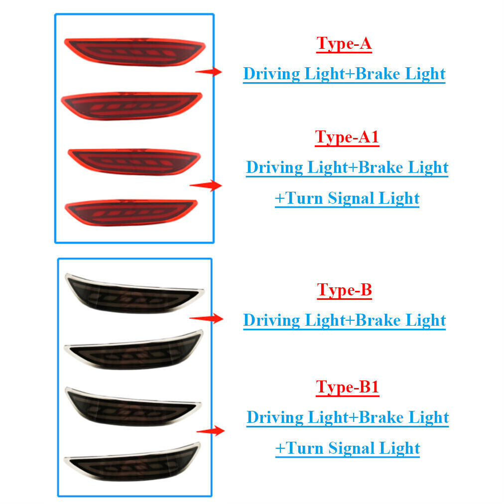 Red Rear FogBrake Taillight Bumper Reflector Light for Honda City 15-19 Left A1