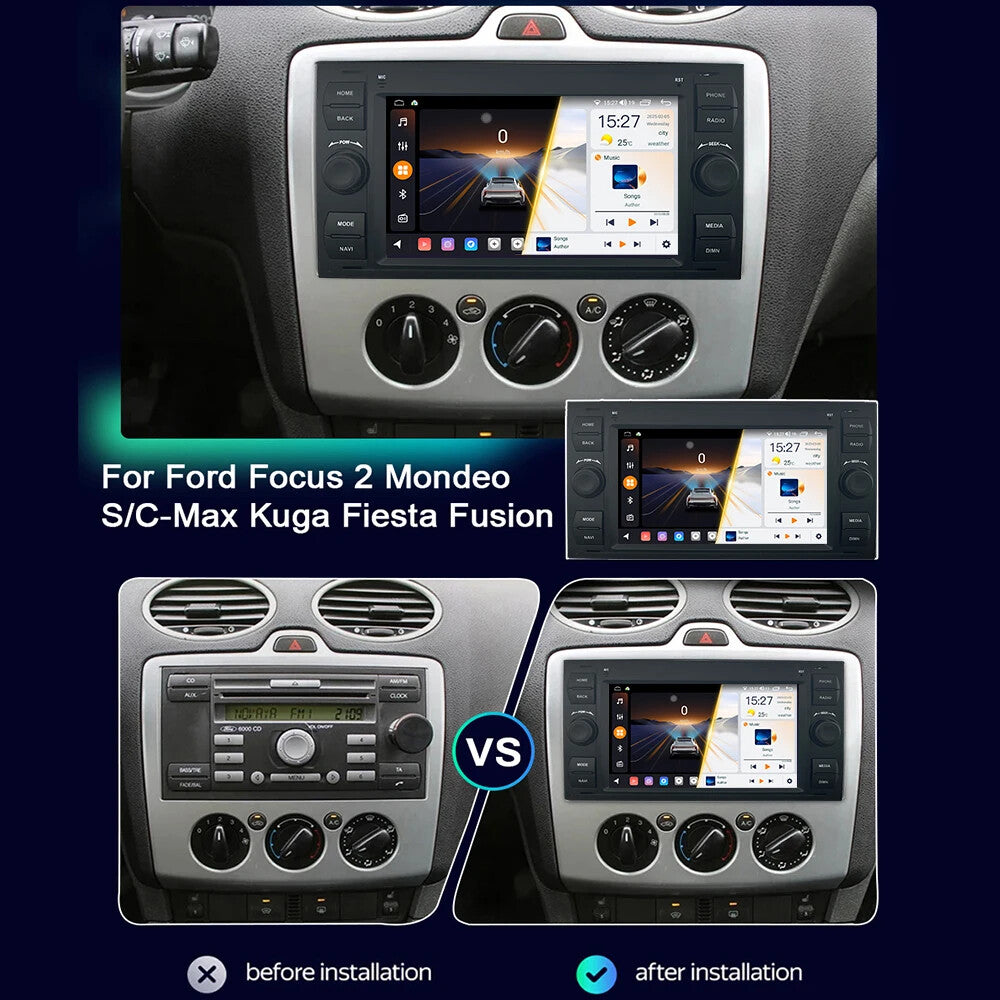 for Ford Focus 2 Mondeo S/C-MAX Kuga Fiesta Fusion Car Radio CarPlay Auto Player
