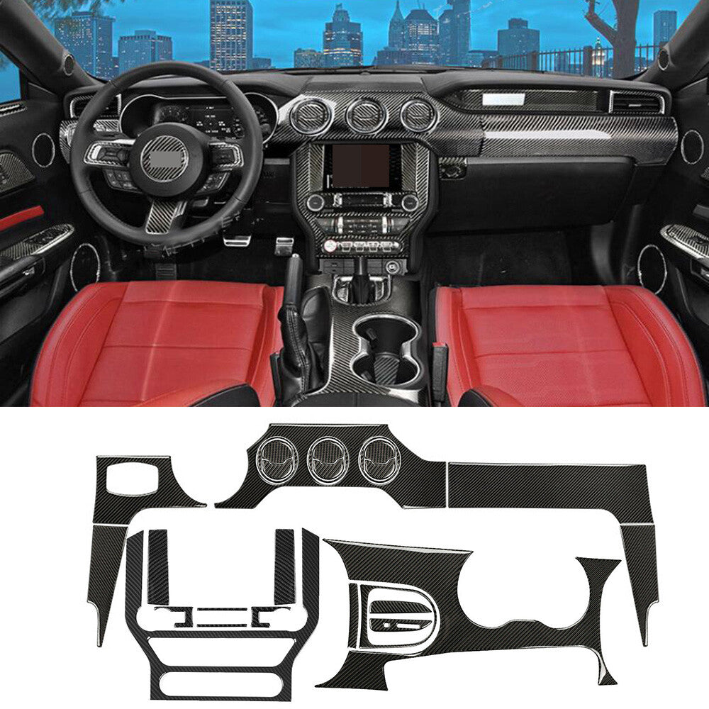 26¡Á Carbon Fiber Dashboard Center Console Gear Panel Trim for Ford for Mustang 2015+
