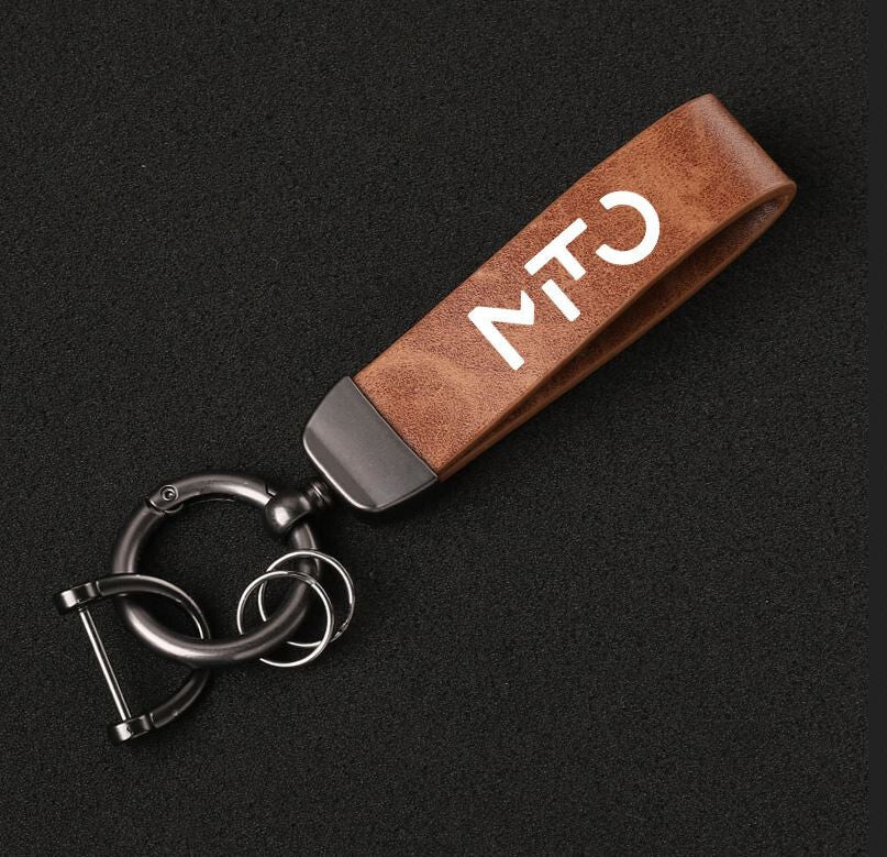 Suitable for Alfa Romeo 147 car keychain/key ring, dark brown leather horseshoe buckle gift.