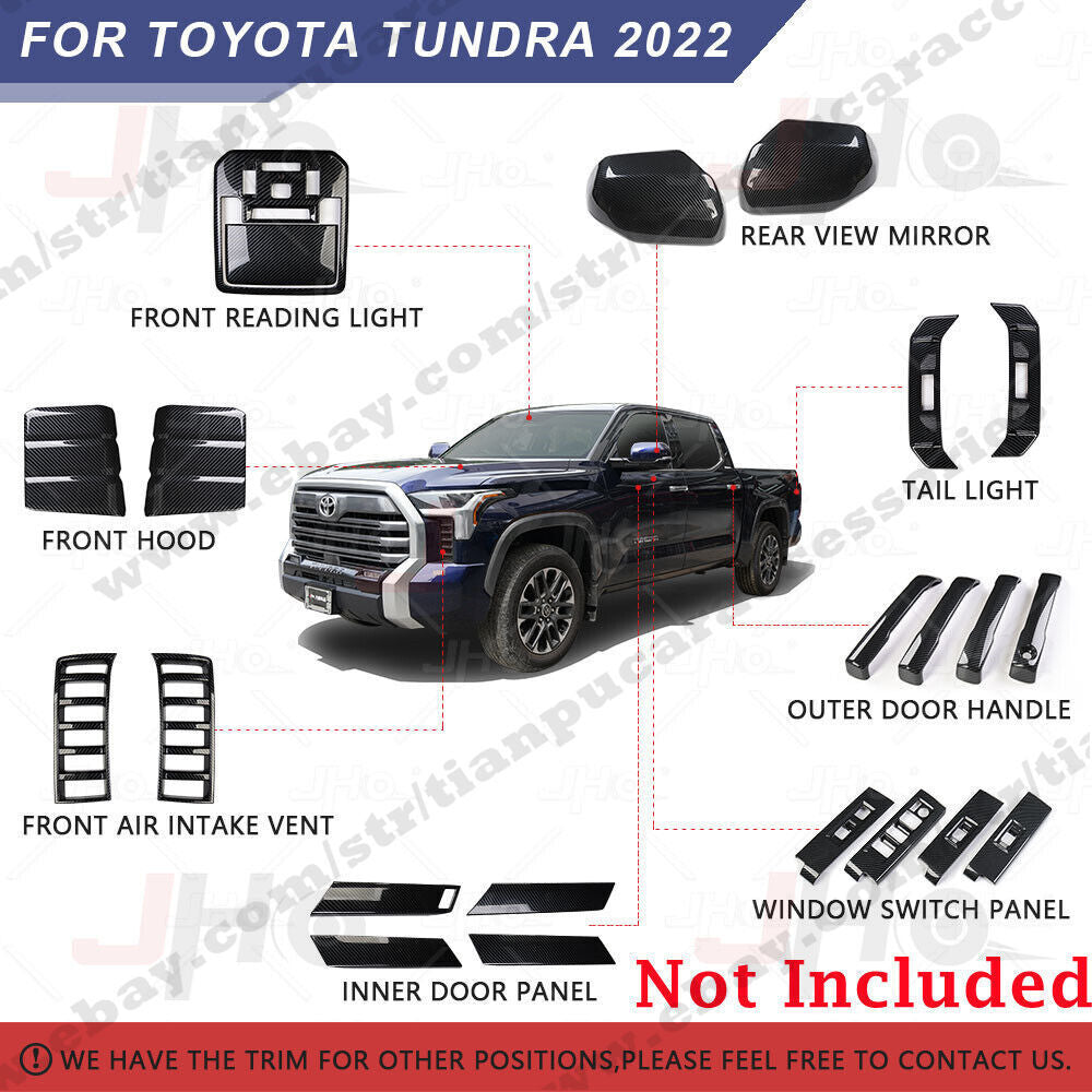 Carbon Fiber Interior Steering Wheel Trim Cover Frame Fit for Toyota Tundra 2022