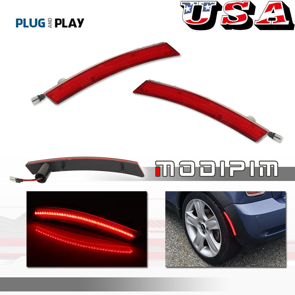 Red LED rear bumper fender side marker lights for Mini Cooper R50 R52 R53 02-08